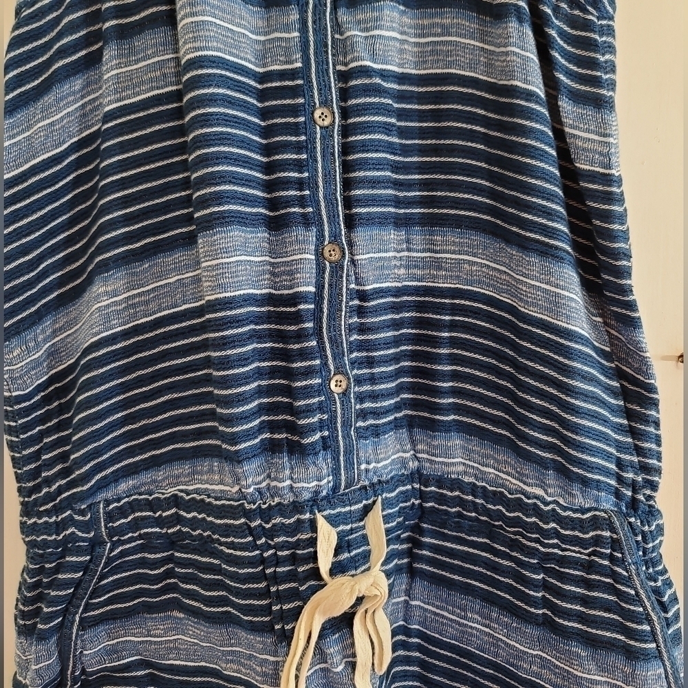 NWT Lou & Grey Blue Striped Cotton Baja Romper Small Halter Racerback - Picture 4 of 8